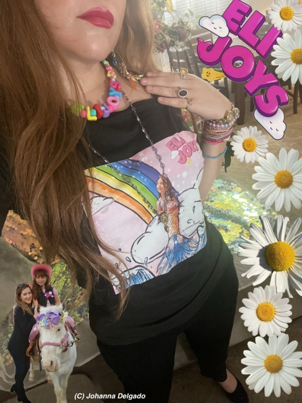 ELIJOYS Mermaid Princess on Black Tshirt (S)